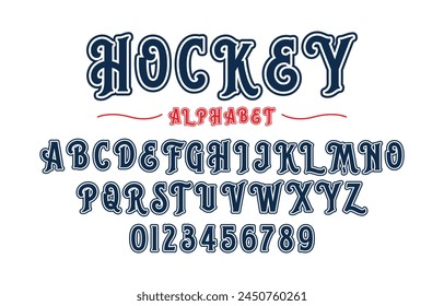 Editable typeface vector. Hockey sport font in american style for football, baseball or basketball logos and t-shirt.