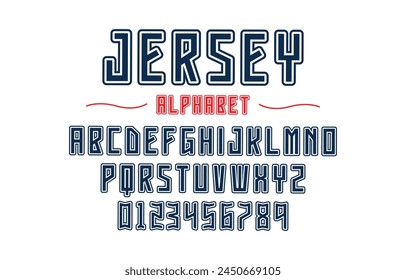 Editable typeface vector. Jersey sport font in american style for football, baseball or basketball logos and t-shirt.