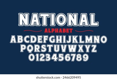 Editable typeface vector. National  sport font in american style for football, baseball or basketball logos and t-shirt.	
