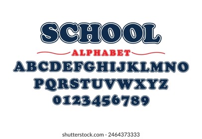 Editable typeface vector. School sport font in american style for football, baseball or basketball logos and t-shirt.	