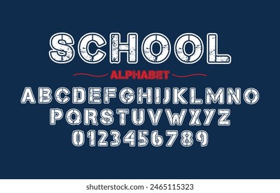 Editable typeface vector. School sport font in american style for football, baseball or basketball logos and t-shirt.	