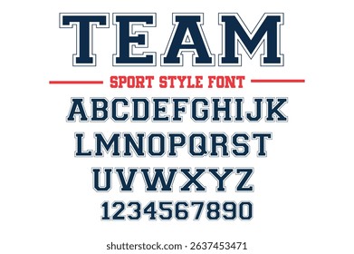 Editable typeface vector. University sport font in american style for football, baseball or basketball logos and t-shirt.
