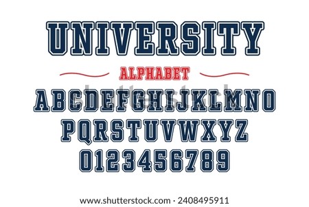 Editable typeface vector. University sport font in american style for football, baseball or basketball logos and t-shirt.