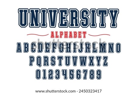 Editable typeface vector. University sport font in american style for football, baseball or basketball logos and t-shirt.