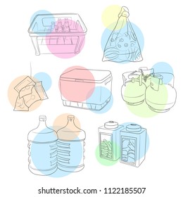 editable "typical Indonesian grocery store product" illustration set