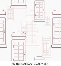 Cabine telefônica tradicional vermelha típica editável em estilo de contorno Ilustração de vetor como padrão contínuo para a Inglaterra Cultura Tradição e História Relacionados Fundo