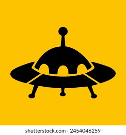 editable ufo icon with yellow background