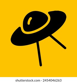 editable ufo icon with yellow background