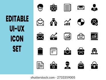 Conjunto de iconos de interfaz de usuario editable, símbolos de interfaz modernos, iconos de negocios y comunicación, paquete de Vector mínimo y Elementos de diseño de App.