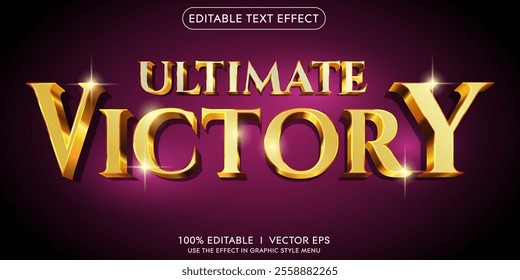 editable ultimate victory vector 3d text effect with modern style design