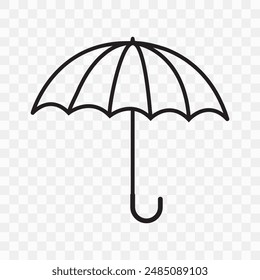 Editierbares Regenschirm-Symbol auf transparentem Hintergrund. Regenschirm-Vektorgrafik, Ikone, Silhouette mit Strichlinie. Umbrella-Symbol für Logo, Website App, UI, UX-Design. Vektorillustration.