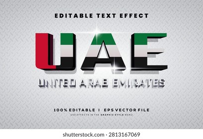 Editable united arab emirates 3d vector text effect. with modern style design