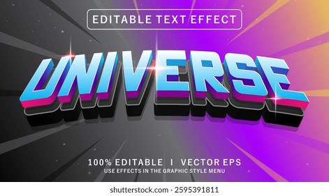 editable universe 3d vector text effect with modern style design