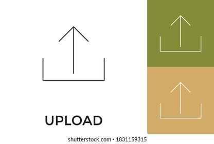 Editable Upload Thin Line Icon with Title. Useful For Mobile Application, Website, Software and Print Media.