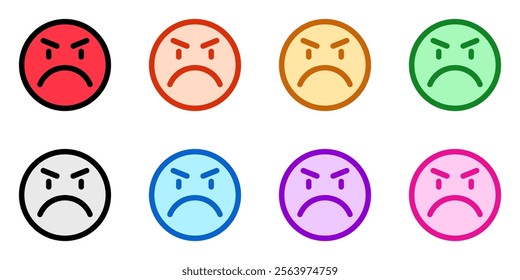 Editable upset, angry, mad expression emoticon vector icon. Part of a big icon set family. Part of a big icon set family. Perfect for web and app interfaces, presentations, infographics, etc