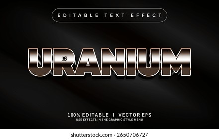 editable uranium 3d vector text effect with modern style design