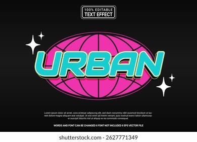 Editable Urban Vector 3D Text Effect – playful and modern typography with retro style for poster, branding, social media