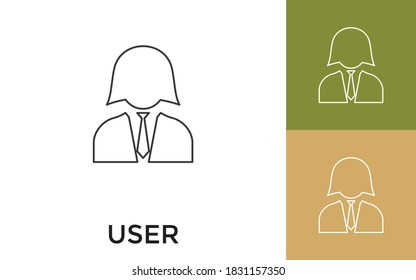 Editable User Thin Line Icon with Title. Useful For Mobile Application, Website, Software and Print Media.