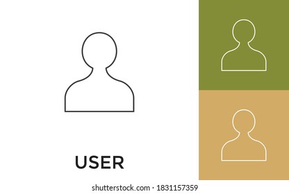 Icono de línea delgada modificable del usuario con título. Útil para aplicaciones móviles, sitio web, software y medios impresos.
