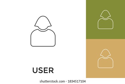 Editable User Thin Line Icon with Title. Useful For Mobile Application, Website, Software and Print Media.