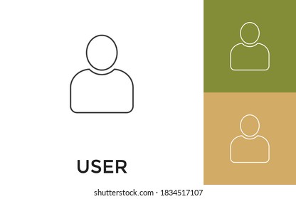 Editable User Thin Line Icon with Title. Useful For Mobile Application, Website, Software and Print Media.