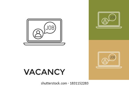Editable Vacancy Thin Line Icon with Title. Useful For Mobile Application, Website, Software and Print Media.