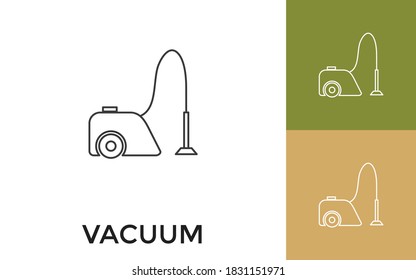 Editable Vacuum Thin Line Icon with Title. Useful For Mobile Application, Website, Software and Print Media.