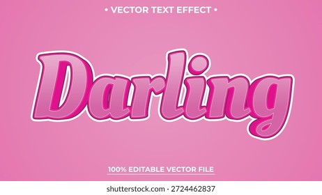 Efeito de texto 3d do dia dos namorados editável, efeito de estilo de texto Darling