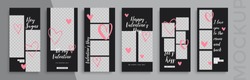 Editable Valentines Day  Instagram Stories Vector Template For Social Media