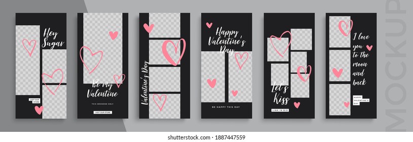 Editable Valentines Day  Instagram Stories vector template for social media