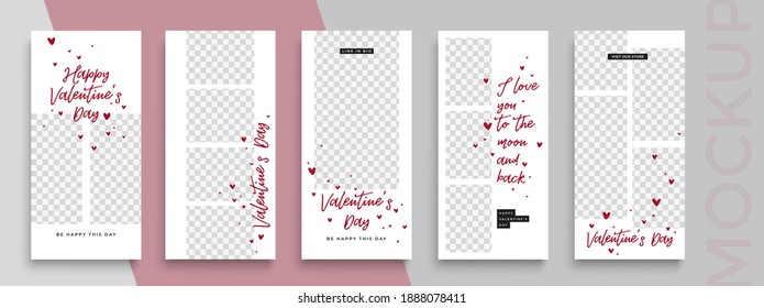 Editable Valentines Day  Instagram Stories vector template for social media