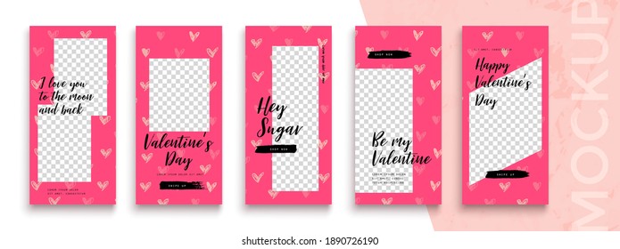 Editable Valentines Day Instagram
 stories vector template for social media
