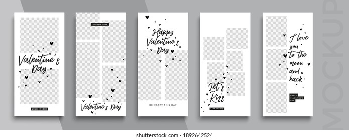 Editable Valentines Day Instagram stories vector template for social media