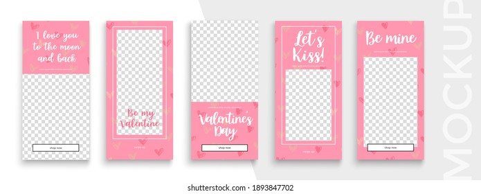 Editable Valentines Day Instagram stories vector template for social media