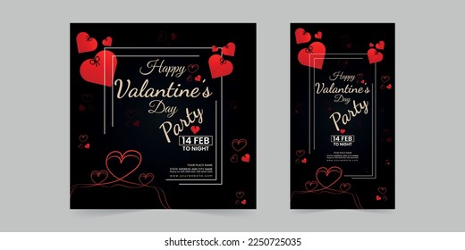 Editable Valentine's Day party Instagram Stories template with a heart shape background banner design set Suitable for social media post.