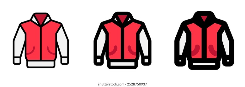 Editable varsity jacket vector icon. Clothing, fashion, apparel. Part of a big icon set family. Perfect for web and app interfaces, presentations, infographics, etc