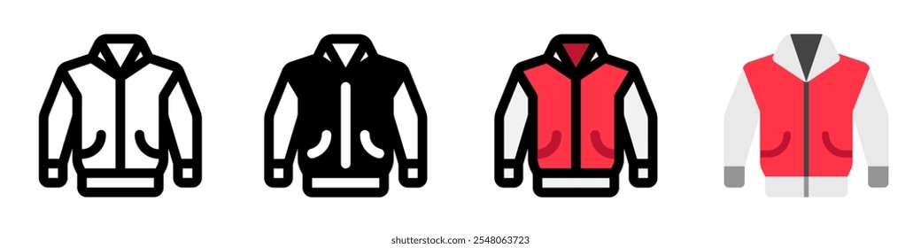 Editable varsity jacket vector icon. Clothing, fashion, apparel. Part of a big icon set family. Perfect for web and app interfaces, presentations, infographics, etc