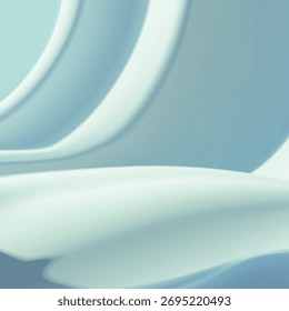 Vetor editável 3d fundo com abstrato curvo sentir como um slide feito de neve branca e turquesa