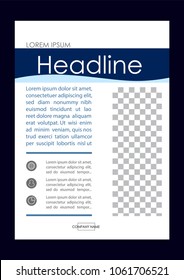Editable Vector. A4 Business Book Cover Layout Design Template for Portfolio, Brochure, Annual Report, Flyer, Magazine, Academic Journal, Poster, Monograph, Corporate Presentation. Place for photo.  