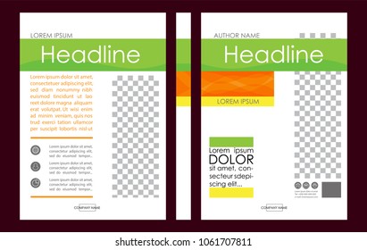 Editable Vector. A4 Business Book Cover Layout Design Template for Portfolio, Brochure, Annual Report, Flyer, Magazine, Academic Journal, Poster, Monograph, Corporate Presentation. Place for photo.  