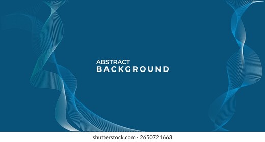 Editable vector of abstract blue background with smooth wave lines on both sides. EPS 10 format suitable for digital design, banners, and tech templates.