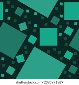 Editable Vector of Abstract Green Rectangles Seamless Pattern With Dark Background for Decorative Element