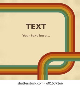 Editable Vector of Abstract Text Background with Retro Rainbow Lines and Halftone