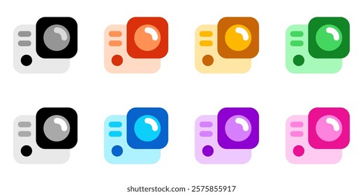 Editable vector action camera icon. Black, line style, transparent white background. Part of a big icon set family. Perfect for web and app interfaces, presentations, infographics, etc
