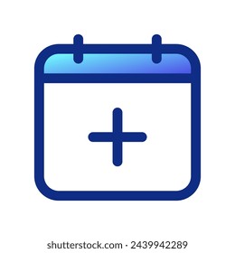 Editable vector add new calendar event icon. Black, line style, transparent white background. Part of a big icon set family. Perfect for web and app interfaces, presentations, infographics, etc