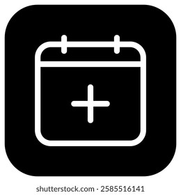 Editable vector add new calendar event icon. Black, line style, transparent white background. Part of a big icon set family. Perfect for web and app interfaces, presentations, infographics, etc