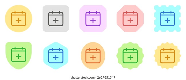 Editable vector add new calendar event icon. Black, line style, transparent white background. Part of a big icon set family. Perfect for web and app interfaces, presentations, infographics, etc