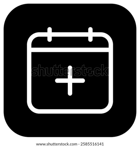 Editable vector add new calendar event icon. Black, line style, transparent white background. Part of a big icon set family. Perfect for web and app interfaces, presentations, infographics, etc