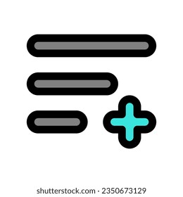 Editable vector add to playlist row icon. Black, transparent white background. Part of a big icon set family. Perfect for web and app interfaces, presentations, infographics, etc