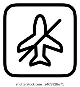 Editable vector airplane mode off icon. Black, line style, transparent white background. Part of a big icon set family. Perfect for web and app interfaces, presentations, infographics, etc